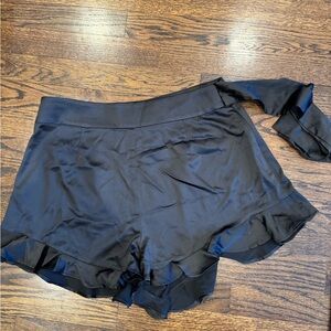 WeWoreWhat Black Satin Ruffle Shorts